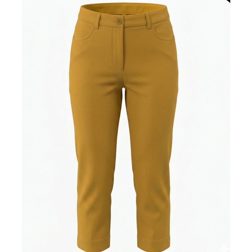 Betabrand Dress Pant Yoga Pants Women XL Petite Mustard Yellow Cropped Tapered